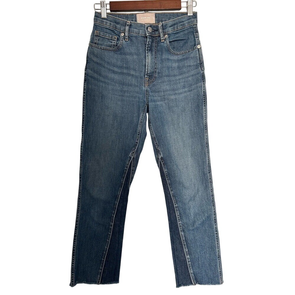 Everlane Cheeky Bootcut Ankle High Rise Crop Raw Hem Jeans Size 25 - Picture 1 of 9